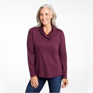 L.L Bean 100% Cotton Pullover Long-Sleeve Shawl Collar Crewneck